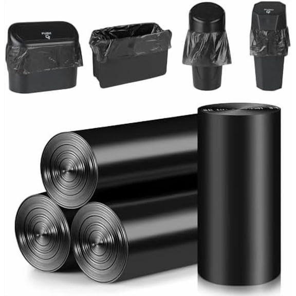 Mini Trash Can Bags for Auto Trash Bin, 120 Count Small Garbage Bags Organizer -Resistant, Liner Refills ( Trash Can is not Included), Black