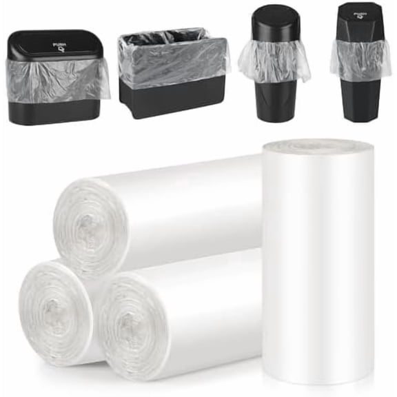 Mini Trash Can Bags for Auto Trash Bin, 120 Count Small Garbage Organizer Bags -Resistant, Liner Refills ( Trash Can is not Included), White