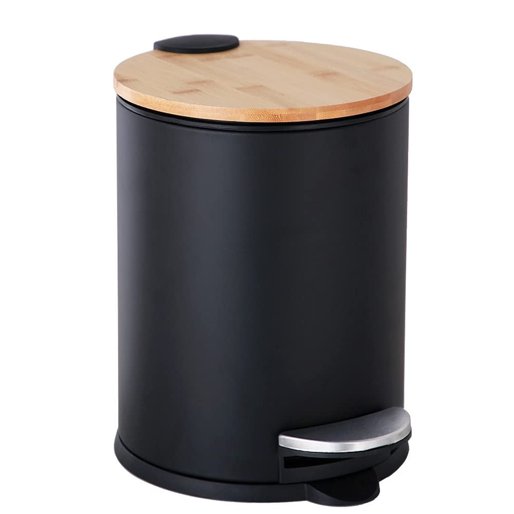 Small Step-On Trash Can - 0.8 Gal Stainless Steel Bathroom Garbage Bin With Soft-Close Lid
