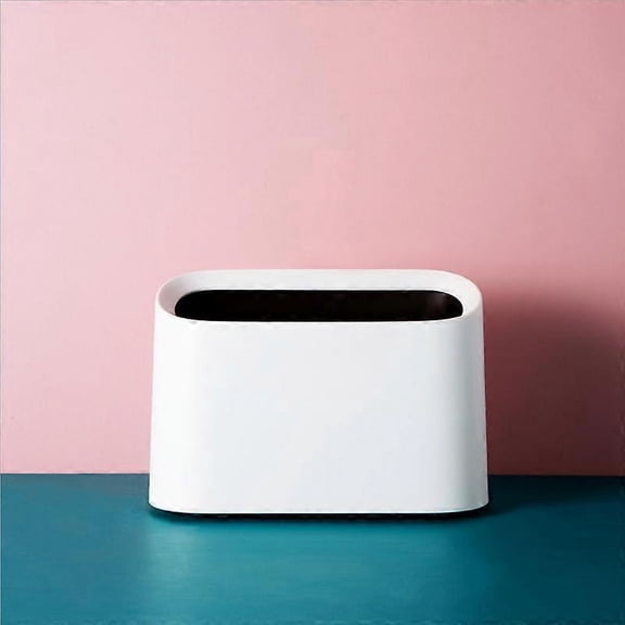 Mini Trash Can - Compact Wastebasket for Bathroom Vanity, Desktop, Tabletop, Coffee Table or CountertopWhite