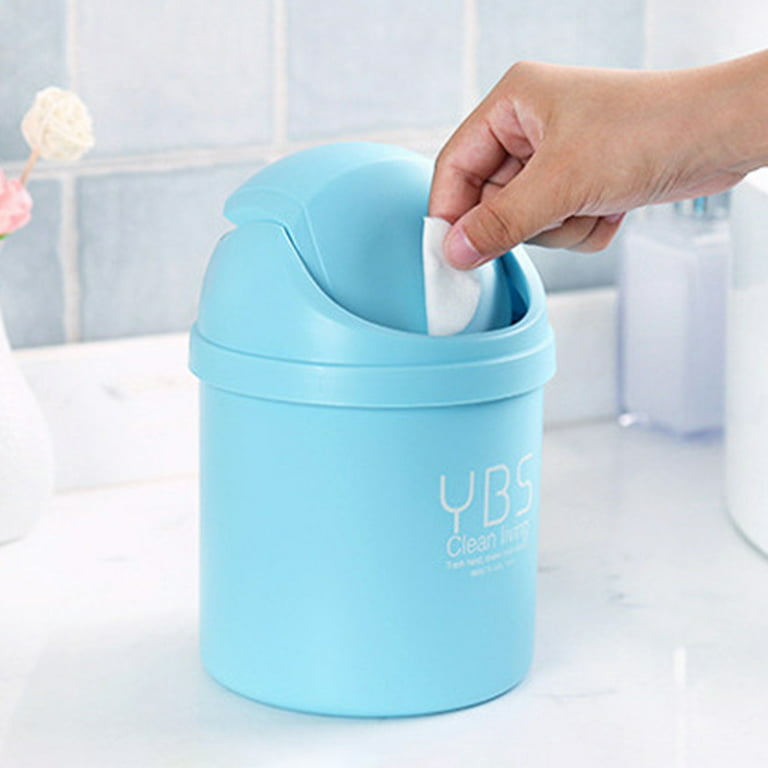 Mini Trash Can with Lid, Desktop Shake Cover Trash Bin and Cover Small  Trash Can Debris Storage Cleaning Garbage Basket Can Candy Color Paper  Basket