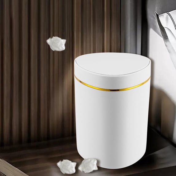 Mini Trash Can with Lid, Desktop Small Trash Can Recycling Bin Cute Metal Garbage Can for Tabletop Countertop Use, Waste Bin for Office Parlor Car Bedroom,Swing Lid Open 4.92x4.92x6.29in