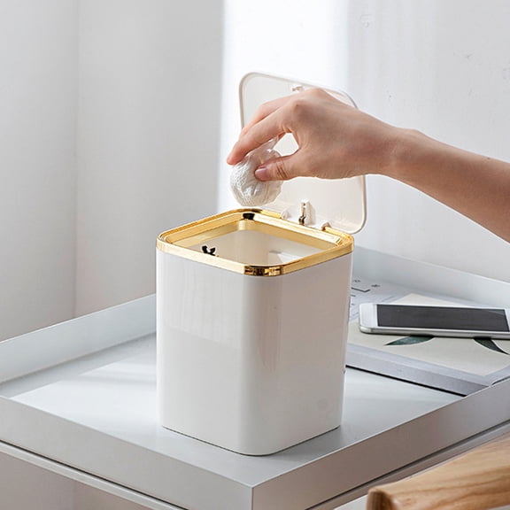 Mini Trash Can with Lid - Removable Small Garbage Can, Tiny Plastic Trash Bin, Up Countertop Wastebasket, Counter Garbage Lint Bin for Bathroom,Office,Kitchen,Desk,Coffee Table
