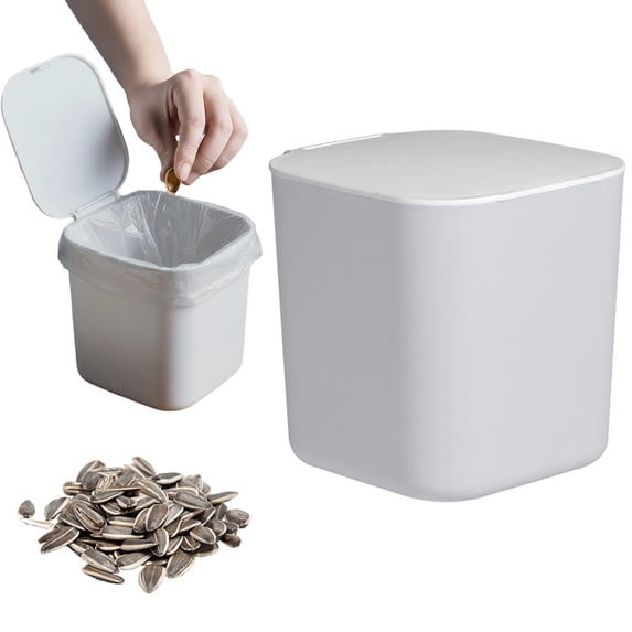 Mini Trash Can with Lid,Small Desk Trash Can with Trash Bags,Countertop Mini Garbage Cans, Tiny Trash Bin,Countertop Waste Bin for Office, Bedside,Skincare & Makeup Table(Gray)