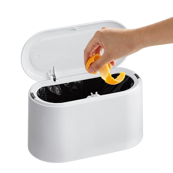 Mini Trash Can Pop Up Lid Double Layer for Bedroom Bathroom Officewhite