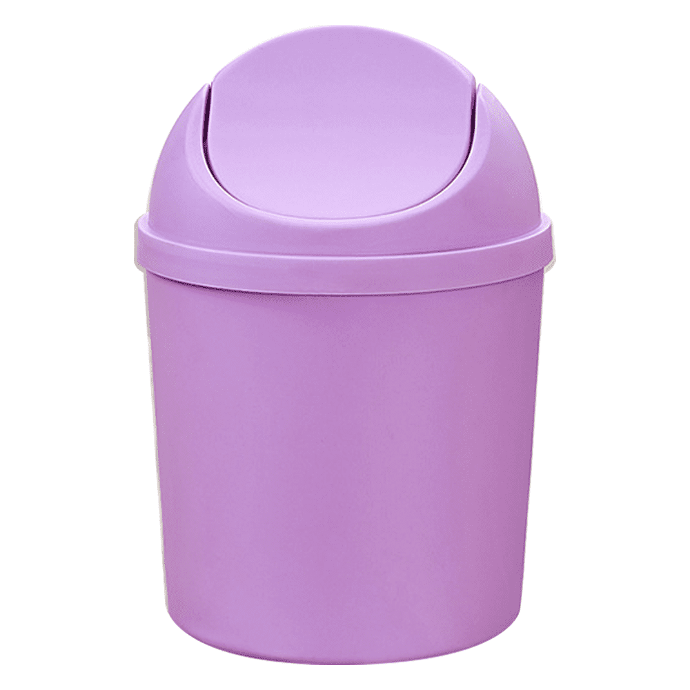 Plastic Mini Wastebasket Trash Can With Swing Lid And Trash Bags Desktop Small Waste Garbage Bin