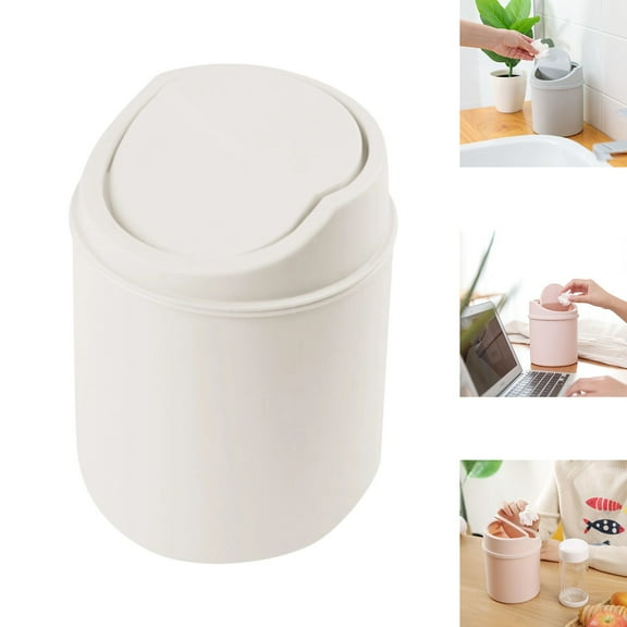 Mini Can with Lid, Desktop Garbage Cans with Swing Lid Tiny Countertop Garbage Bin Small Table Top Waste Basket for Home Office