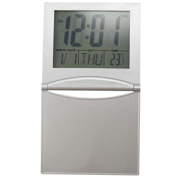 Mini Travel Alarm Clock, Digital LCD Display Desk Foldable Clocks With Snooze Backlight Temperature