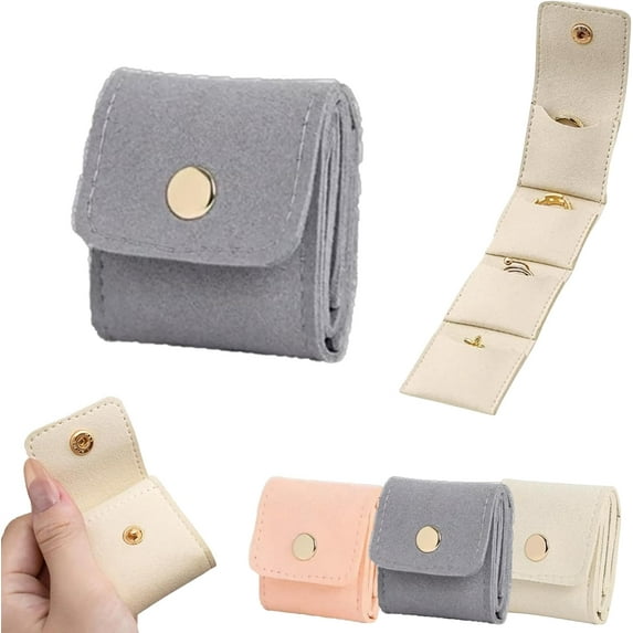 Mini Travel Jewelry Bag, Foldable Multifunctional Mini Travel Jewelry Roll Pouch with Buckle, Rings & Necklaces | Women's Compact Jewelry Case for Vacation
