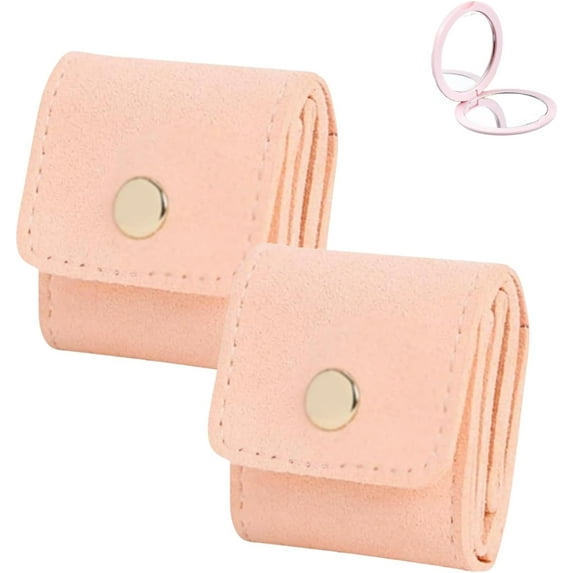 Mini Travel Jewelry Bag, Jewelrys Roll Bags Pouch Case Box Organizer, Leather Multifunctional Portable Foldable with Buckle for Rings Necklaces Earrings