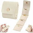 thumbnail image 1 of Mini Travel Jewelry Bag, Mini Travel Jewelry Roll Bag with Buckle, Portable Foldable Travel Jewelry Organizer Case, Small Jewelry Box for Earrings, Rings, Necklaces (White), 1 of 9