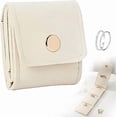 thumbnail image 1 of Mini Travel Jewelry Bag, Portable Foldable Mini Travel Jewelry Roll Bag with Buckle, Small Jewelry Box for Travel Essentials, Earrings, Rings, Necklaces (White*3), 1 of 6
