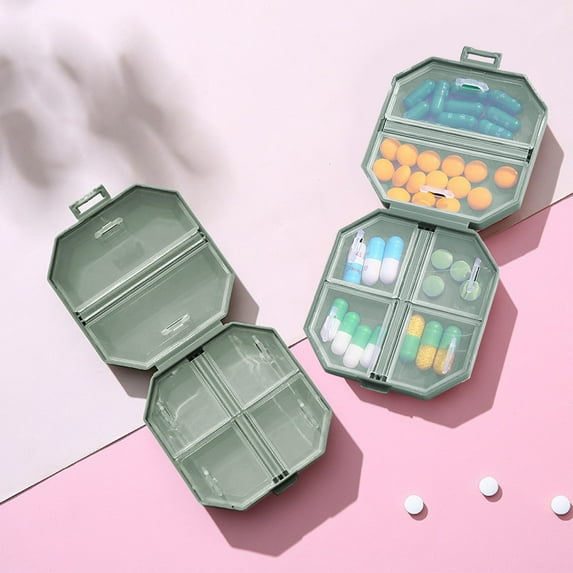 Mini Travel Pill Organizer Box, Portable Vitamin Supplement Storage Case With Snap Lid, Compact Multi Grid Pocket Size Medicine Organizer For Outdoor Work Daily Travel