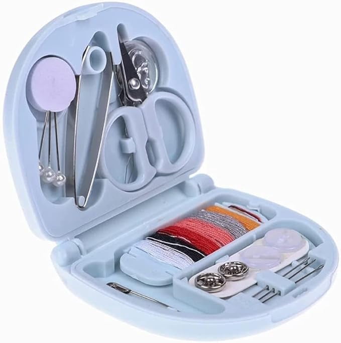 Mini Travel Sew Kit Beginner Mini Sewing Box Pocket Folding Sewing Kit, with Sewing Needle, Thread, Cutton, Pin, Scissors, Clip, Needle Threader - 1 Pc