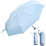 Mini Travel Sun & Rain Umbrella, Small UV Compact Folding Umbrella with Case 8 Ribs Anti-UV Lightweight Umbrella