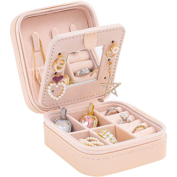Mini Travel jewelry Case Travel Jewelry Box Travel Jewelry Organizer Small Jewelry Organizer Box for Girls Women with Mirror