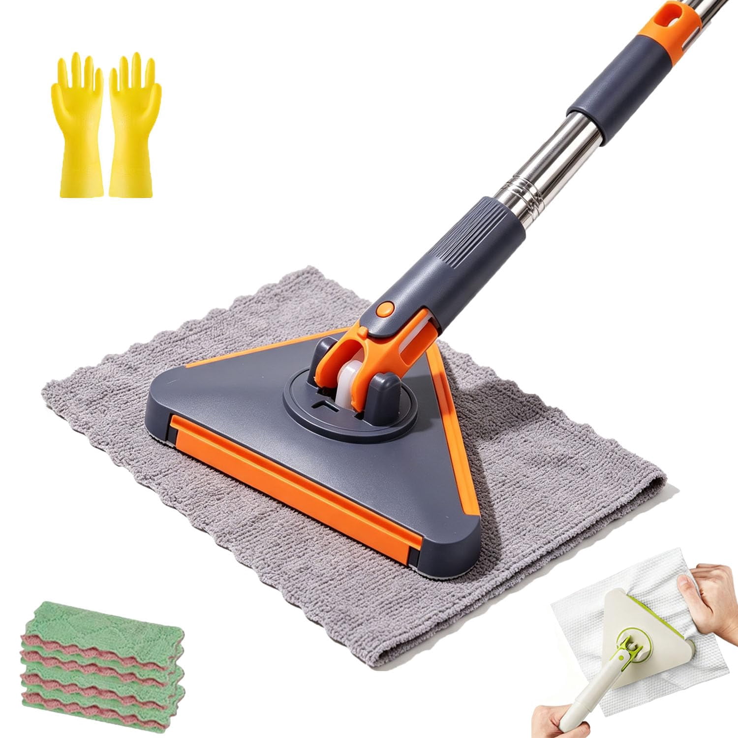 Mini Triangle Bathroom Mop & Holder System, Triangle Disposable No Wash ...