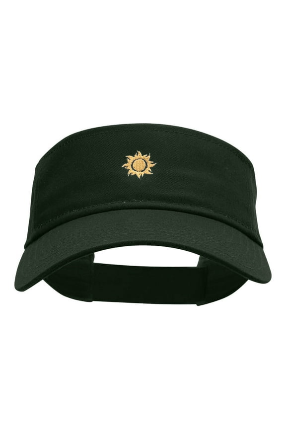 Mini Tribal Sun Embroidered Cotton Twill Visor - Dark Green OSFM