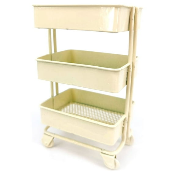 Mini Trolley Floor Storage Rack with Wheel Dollhouse Miniature Furniture Shelf Bookshelf Storage Display Rack Decoration