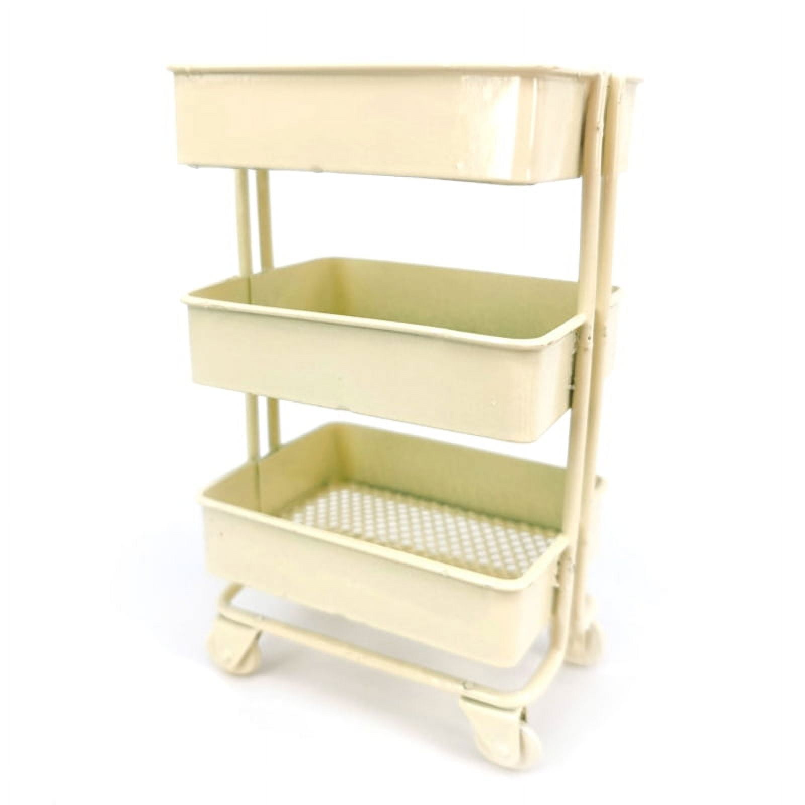Mini Trolley Floor Storage Rack with Wheel Dollhouse Miniature ...