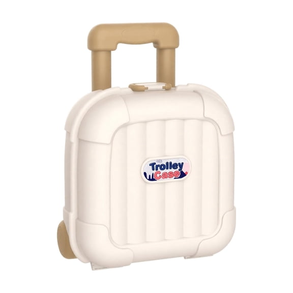 Mini Trolley Trinket Box, Suitcase Shaped Candy Storage Case, 7.87 Inch Retro Luggage Toy Organizer, Novelty Metal Decorative Container for Desktop Party Favor Khaki