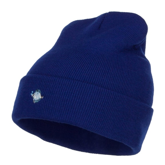 Mini Tropical Fish Embroidered Long Beanie - Royal OSFM