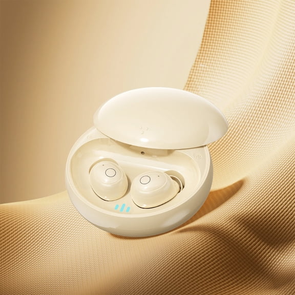 Mini True Wireless Bluetooth Earbuds | 5.3 Bluetooth | Noise Cancelling | Waterproof | Digital Display | Fast Charging | Low Latency | Surround Sound | 45 Min Charge | Black/Beige/White