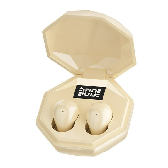 Mini True Wireless Earbuds Active Noise Cancelling Bluetooth 5.4 IPX5 Waterproof 40H Playtime Fast Charging Digital Display Low Latency Surround Sound In Ear Headphones(Beige)