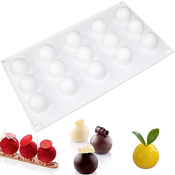 Mini Truffles Silicone Mold for Baking Candy, Chocolate, Cake Decoration Mold, Non-Stick & Easy Release, 3D Mini Ball Shape (15-Cavity)