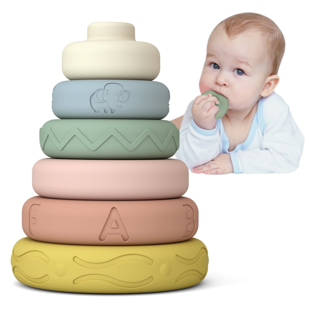 Mini Tudou 6 Pcs Stacking & Nesting Circle Toy,Soft Building Rings ...