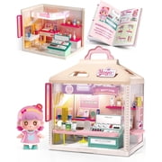 Mini Tudou Dollhouse Cosmetics Store Miniature House Kit For Girls,Beauty Shop w/ LED Furniture 3D DIY Dollhouse Kits Gifts
