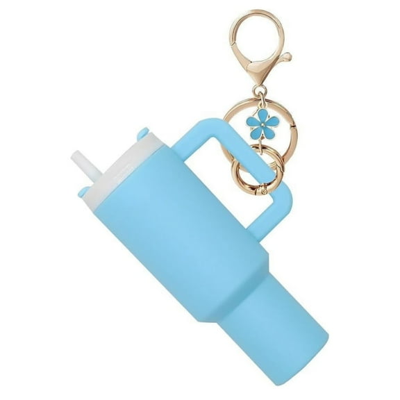 Mini Tumbler Keychain, Cute Cup Keychain Chapstick, School Bag Key Ring Handbag Backpack Keychain (Blue)