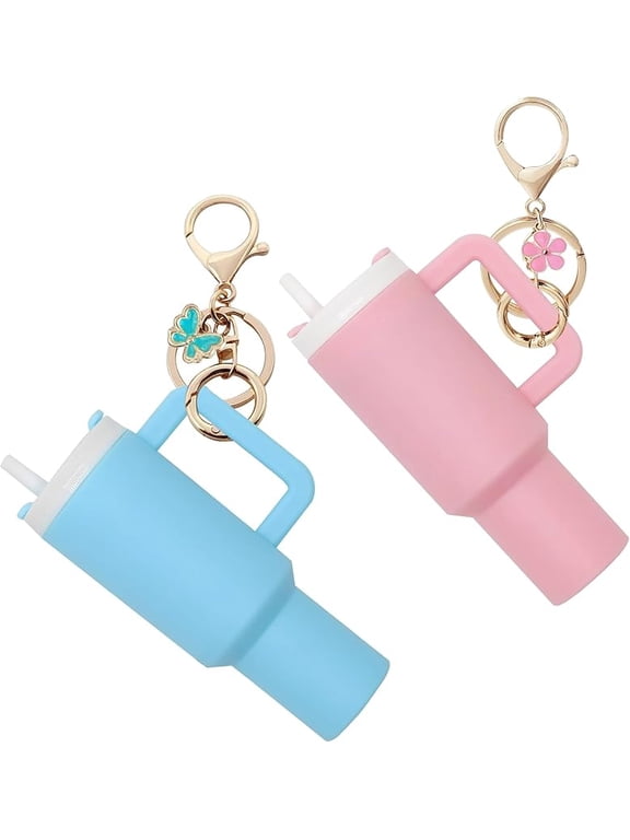 Mini Tumbler Keychain Set of 2, Mini Cup Keychain for School Bag or Lip Balm