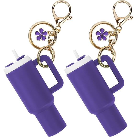 Mini Tumbler Keychain for Stanley,2 PCS Mini Cup Keychain Stanley Accessories,Bag Purse Charm Chapstick Holder