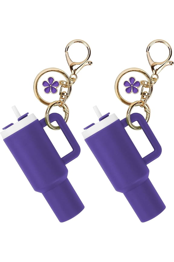 Mini Tumbler Keychain for Stanley,2 PCS Mini Cup Keychain Stanley Accessories,Bag Purse Charm Chapstick Holder