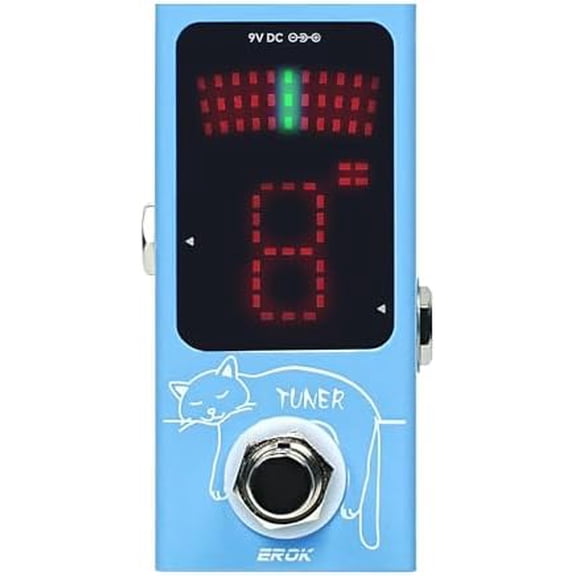 Mini Tuner Pedal - Compact Size with Pitch LED Indicator for Electric Guitar & Bass, True Bypass$$Music
