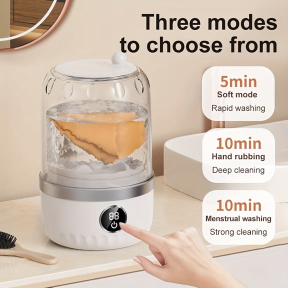 Mini Turbine Washing Machine, LCD Display, 3-Speed Adjustable, Can Wash Underwear, Socks, Powerful Power And Long Battery Life, 2400 Mah Built-In Battery, TYPE-C Charging, Easy to Carry
