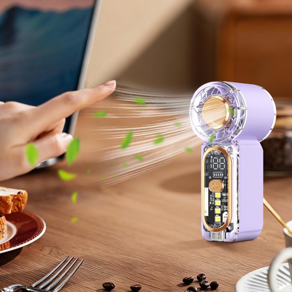 Mini Turbo Pocket Fan, X699 High Speed Transparent Mini Turbo Handheld Fan, Outdoor Night Light Violent Wind Small Cooler, Portable Gadget for Travel Office and Outdoor