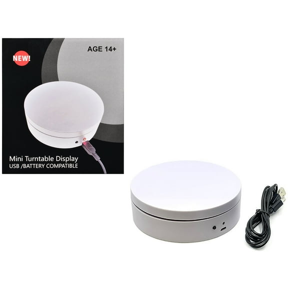 Mini Turntable Rotating Display Stand 4.75" with White Base for 1/64 Scale Model Cars