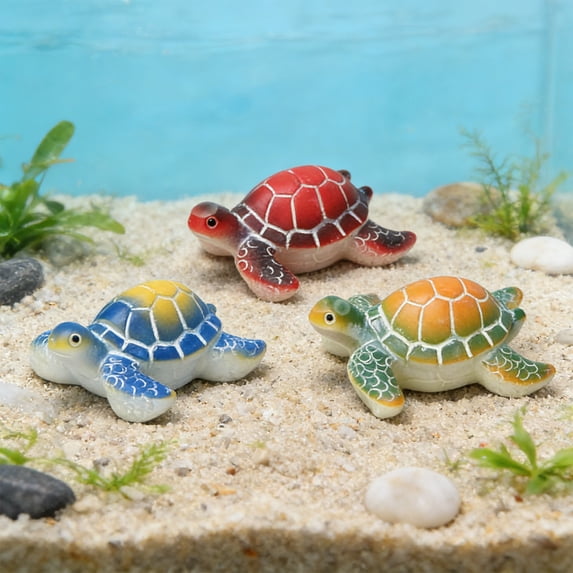 Mini Turtle Aquarium Ornament with Glowing Fluorescent Light Effect – Small Resin Turtle Decor for Fish Tank, Betta Tank, Mini Aquascape