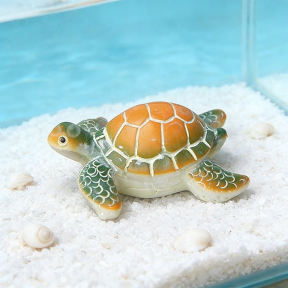 Mini Turtle Aquarium Ornament with Glowing Fluorescent Light Effect – Small Resin Turtle Decor for Fish Tank, Betta Tank, Mini Aquascape