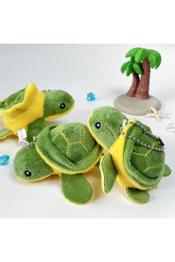 Mini Turtle Plush Keychain for Kids - Soft Stuffed Animal Toy with Chain, Cute Green Turtle Pendant for Backpack and Bag One Size (3.5 Inches)