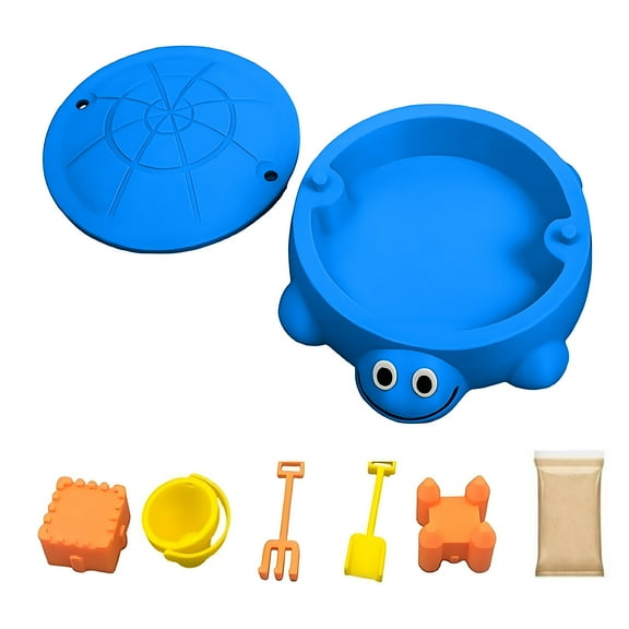 Mini Turtle Sandbox Desk Toy with Mini Tools, 3D Printed Turtle Sandbox Kit for Home Interactive(Blue 4x4x2inch)