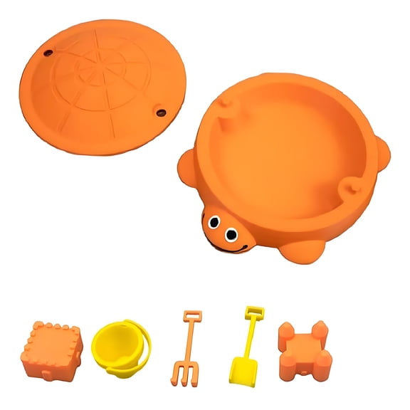 Mini Turtle Sandbox Desk Toy with Mini Tools, 3D Printed Turtle Sandbox Kit for Home Interactive(Orange 4x4x2inch)
