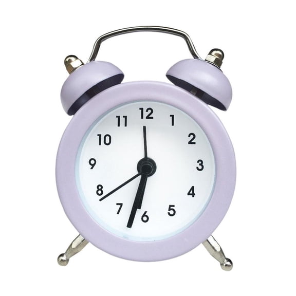 Mini Twin Bell Alarm Clock - Loud Vintage Metal Travel Clock with Backlight & Silent Non-Ticking Design, 3x2 Inch Analog Bedside Clock for Heavy Sleepers