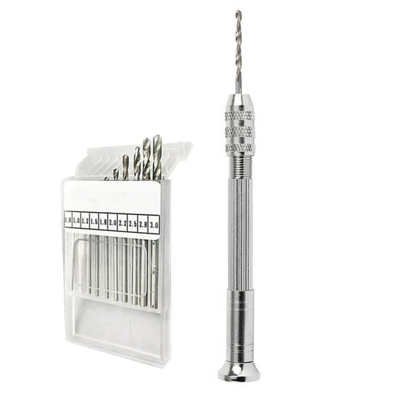 Mini Twist Drill Bit Set 0.8-3.0mm Precision Hand Drill Bit Rotary Tool Set of 11 for Metal Wood Manual Work DIY Jewelry