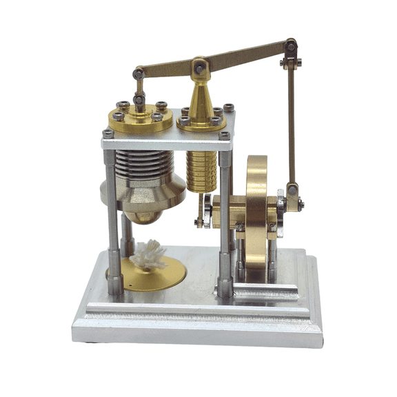 Mini γ-Type Stirling Engine Model, Vertical Hot Air Engine, External Combustion Physics Demonstration, Metal Mechanical Model Kit, Educational STEM Science Desk Display Gift for Teens & Adults