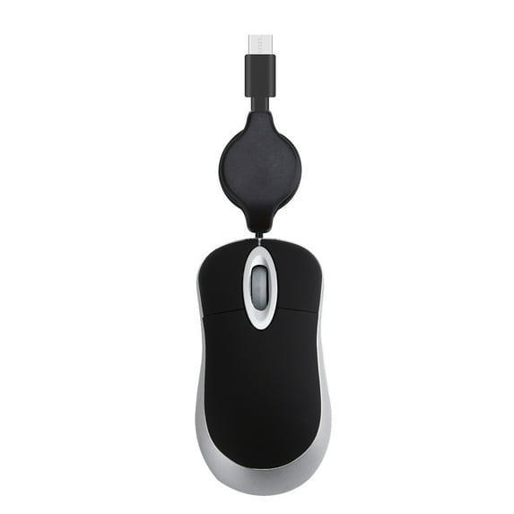 Mini Type-c Wired Mouse with Retractable Cable Small Travel Mouse 1000DPI Optical Travel Mouse Portable Silent Corded Mice for PC Desktop Notebook Office Accessories