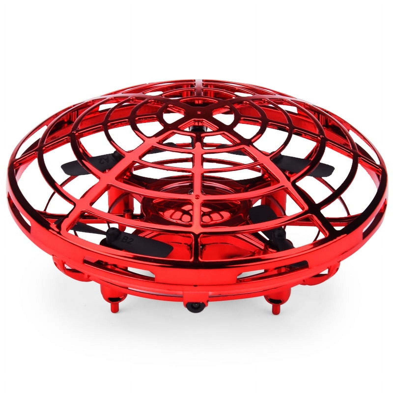 Mini UFO Drone RC Helicopter Aircraft Toy Quadcopter Infrared Hand Sensing Interactive Flying Saucer RC Toys Red