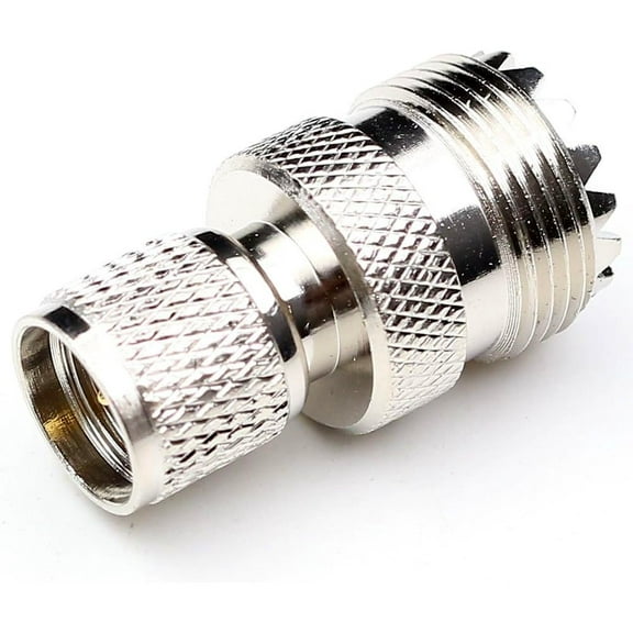Mini UHF Male Plug (Mini PL259) to SO239 UHF Female Jack RF Adapter Barrel Connector